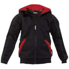 Dassy® - Watson Kids Kapuzensweatshirt mit langem Reißverschluss, schwarz/rot, Größe 122/128