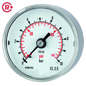 RIEGLER® - Standardmanometer, Edelstahl, G 1/4" hinten zentrisch, 0-1,0 bar, Ø 50