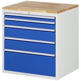 RAU. - Schrank XL5.2 für 7000, 770 x 650 x 825mm, 5 Schubladen, Bucheplatte