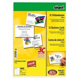 sigel® - 3C-Visitenkarten, weiß, 190g/m²,Pck=400 Stück, LP791, Inkjet, Laser, Farblaser