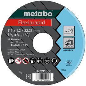 metabo® - Trennscheibe Flexiarapid 115 x 1,2 x 22,23mm Inox, gerade Ausführung