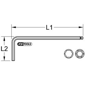 KSTOOLS® - Kugelkopf-Innensechskant-Winkelstiftschlüssel phosphatiert, lang, 1,3mm