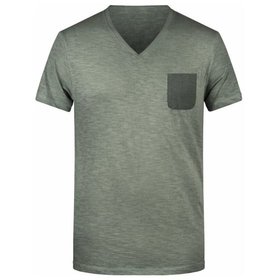 James & Nicholson - Herren Slub-T-Shirt 8016, olive, Größe M