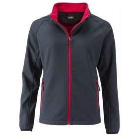 James & Nicholson - Damen Raglan Softshelljacke JN1129, eisen-grau/rot, Größe S