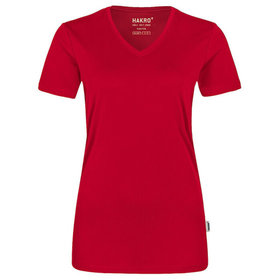 HAKRO - Damen V-Shirt COOLMAX® 187, rot, Größe L