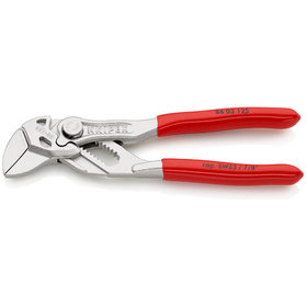 KNIPEX® - Mini-Zangenschlüssel Zange und Schraubenschlüssel in einem Werkzeug verchromt, mit Kunststoff überzogen 125 mm 8603125