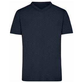 James & Nicholson - Herren Active V-Slubshirt JN750, navy-blau, Größe L