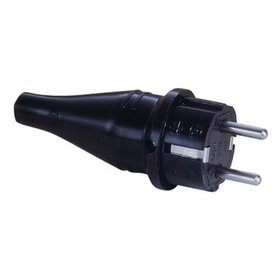 ABL SURSUM - SCHUKO-Stecker Gummi IP44 schwarz Schraubklemmen gerade