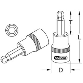 KSTOOLS® - 3/8" Bit-Stecknuss Innensechskant mit Kugelkopf, 7mm