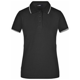 James & Nicholson - Damen Poloshirt Piqué JN934, schwarz/silber, Größe L
