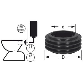 STEDO - Euro-WC-Gummiverbinder d= 55mm, Rohr 38-45mm, schwarz