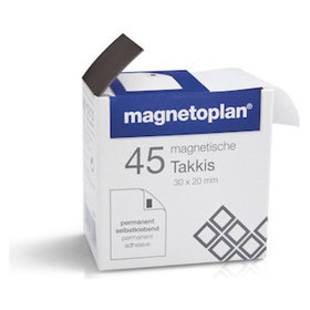 magnetoplan - Takkis, 30x20x0,4mm, schwarz, Pck=45 Stück, 15503, im Spender