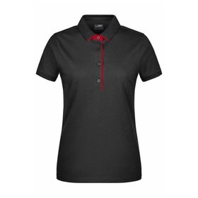 James & Nicholson - Damen Poloshirt Single Stripe JN725, schwarz/rot, Größe XXL