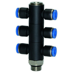 RIEGLER® - T-Mehrfachverteiler »Blaue Serie«, 6-fach, drehbar, G 1/8" A Ø4mm