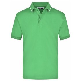 James & Nicholson - Poloshirt Kontrast JN034, frosch-grün/weiß, Größe M