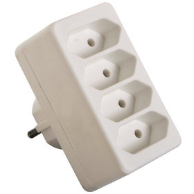 as® Schwabe - Euro-Multistecker 4-fach, weiß E: Schutzkontaktstecker A: 4x Euro-Steckdose