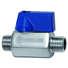 RIEGLER® - Mini-Kugelhahn, Edelstahl 1.4401, AG/AG, G 3/8", DN 10