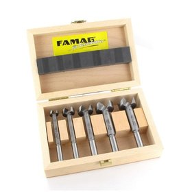 FAMAG® - Kunstbohrer WS, 5-teiliger Satz im Holzkasten Ø 15, 20, 25, 30, 35 mm 1633.505