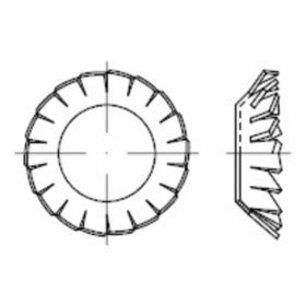 Fächerscheiben versenkt, DIN 6798 Edelstahl 1.4310 Form V 4,3mm