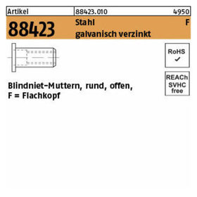 Blindnietmuttern ART 88423 Stahl gal Zn Flako M 8 / 0,25 - 3,5 S