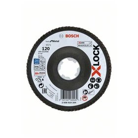 Bosch - X-LOCK Fächerschleifscheibe, X571, Best for Metal, abgewinkelt Ø125 mm K120, 1St (2608619204)