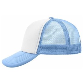 James & Nicholson - 5 Panel Mesh Cap MB070, weiß/hellblau, Einheitsgröße