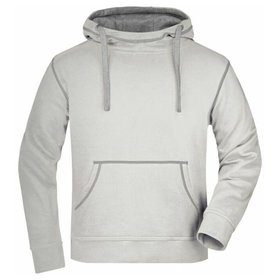 James & Nicholson - Herren Lifestyle Kapuzensweatshirt JN961, weiß/grau heather, Größe M