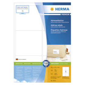 HERMA - Universal Adressetiketten, 99,1x93,1mm, weiß, Pck=600 Stück, 4653, für Laser