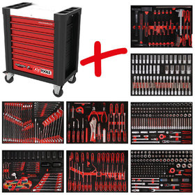 KSTOOLS® - Performanceplus Werkstattwagen-Satz P10 mit 536 Werkzeugen für 8 Schubladen