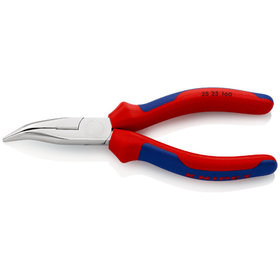 KNIPEX® - Flachrundzange mit Schneide (Radiozange) verchromt, mit Mehrkomponenten-Hüllen 160 mm 2525160