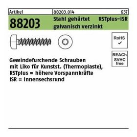 Schrauben ART 88203 RST+ mit LIKO & ISR 6 x 16 -T30 Stahl gal Zn gal Zn S