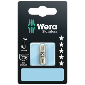 Wera® - Bit Kreuzschlitz Pozidriv 3855/1 TS SB PZ 2 rostfrei 6,3mm / 1/4" PZ2x25mm SB