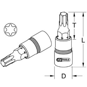 KSTOOLS® - 1/4" Bit-Stecknuss für RIBE®-Schrauben, M7, Länge 37 mm