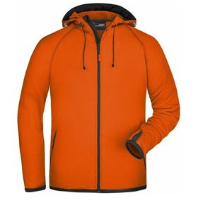 James & Nicholson - Herren Raglan Fleecejacke JN571, orange/carbon, Größe M