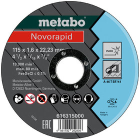 metabo® - Trennscheibe Novorapid 115 x 1,6 x 22,23mm, Inox, gerade Ausführung