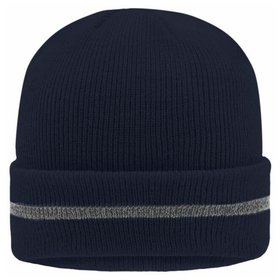 James & Nicholson - Workwear Reflex Beanie MB7141, navy-blau/silber, Einheitsgröße