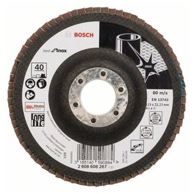 Bosch - Fächerschleifscheibe X581, Best for Inox, gerade, 115mm, 40, Glasgewebe (2608608267)