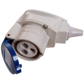 as® Schwabe - CEE-Winkelkupplung 230V,16A, blau 3polig selbstschliessend, 230V/16A/3pol,6h, IP44