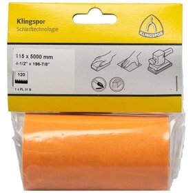 KLINGSPOR - Schleifpapier-Rolle PL 31 B, 115 x 5000mm Korn 120, SB-verpackt, 1 Stück