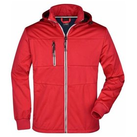 James & Nicholson - Herren Softshelljacke maritim JN1078, rot/navy-blau/weiß, Größe XXL