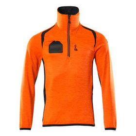 MASCOT® - Fleecepullover mit kurzem Reißverschluss - ACCELERATE SAFE - hi-vis Orange/Schwarzblau, Gr. XL