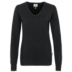 HAKRO - Damen V-Pullover Premium-Cotton 133, schwarz, Größe XL