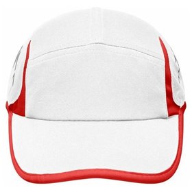 James & Nicholson - 4 Panel Running Cap MB6544, weiß/rot, Einheitsgröße