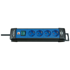 brennenstuhl® - Premium-Line Steckdosenleiste 4-fach, 45°-Steckdosen, schwarz/blau