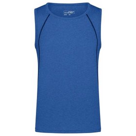 James & Nicholson - Herren Fitness Tanktop JN494, blau-melange/navy-blau, Größe S