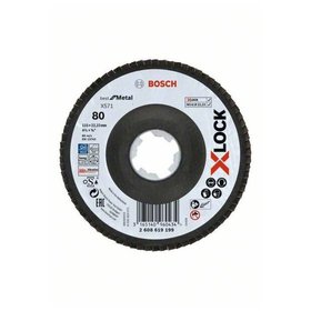 Bosch - X-LOCK Fächerschleifscheibe, X571, Best for Metal, abgewinkelt Ø115 mm K 80, 1St (2608619199)