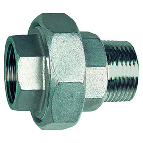 RIEGLER® - Lösbarer Doppelgewindenippel, I/A, flachdichtend G 1/8", Edelstahl 1.4408