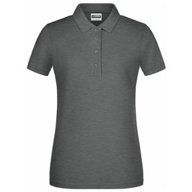 James & Nicholson - Damen Basic Poloshirt 8009, schwarz hether, Größe S