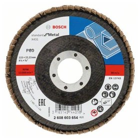 Bosch - Fächerschleifscheibe X431, Standard for Metal, gewinkelt, 115 x 22,23mm, 80 (2608603654)