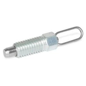 Ganter Norm® - 717-4-M6-D-ST Rastbolzen, Stahl, mit Zugring / Zugöse, ohne Rastsperre